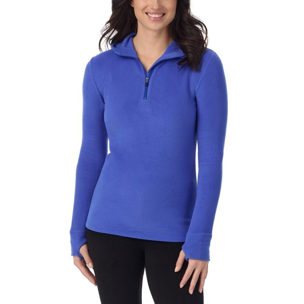Cuddl Duds Stretch Long Sleeve Half Zip Fleece Hoodie L Large